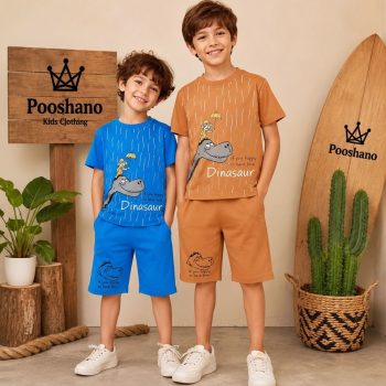 تیشرت شلوارک دایناسورپسرک(سایز35-40-45)